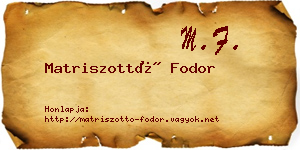 Matriszottó Fodor névjegykártya